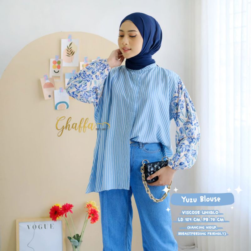 YUZU BLOUSE BY GHAFFA THE LABEL (BLOUSE MOTIF) Blouse wanita rekomended