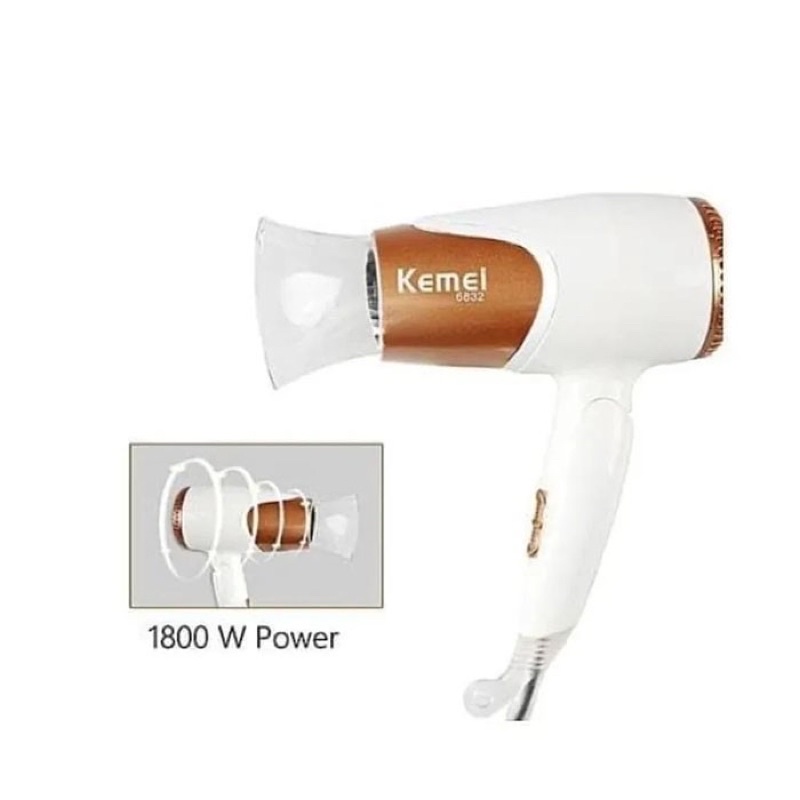 BEAUTY JAYA - BISA COD - PROMO Kemei KM-6832/KM 6832 Pengering Rambut Model Lipat - Panas - Travel Hair Dryer