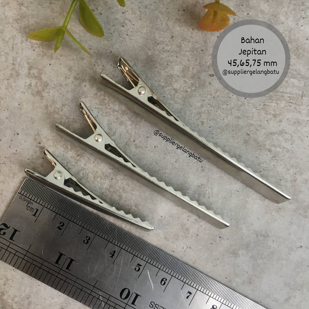 bahan aksesoris Jepitan Rambut BEBEK Polos Silver besi 4,5 6,5 7,5 cm