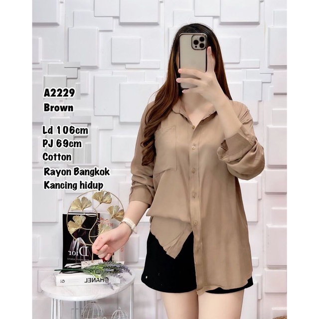 Kemeja Cotton Rayon Bangkok kancing hidup