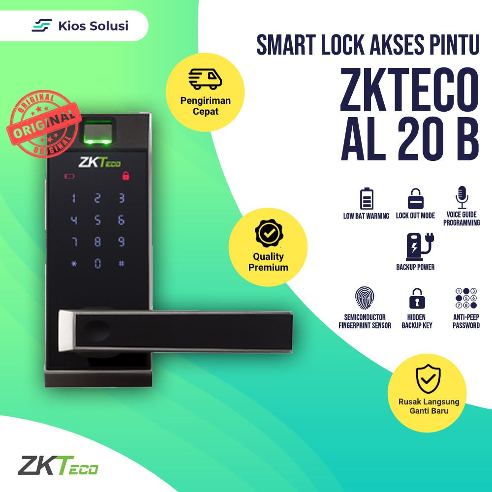 Kunci Pintu Digital | Smart Lock Fingerprint | RFID | ZKTECO AL 20B TERMURAH