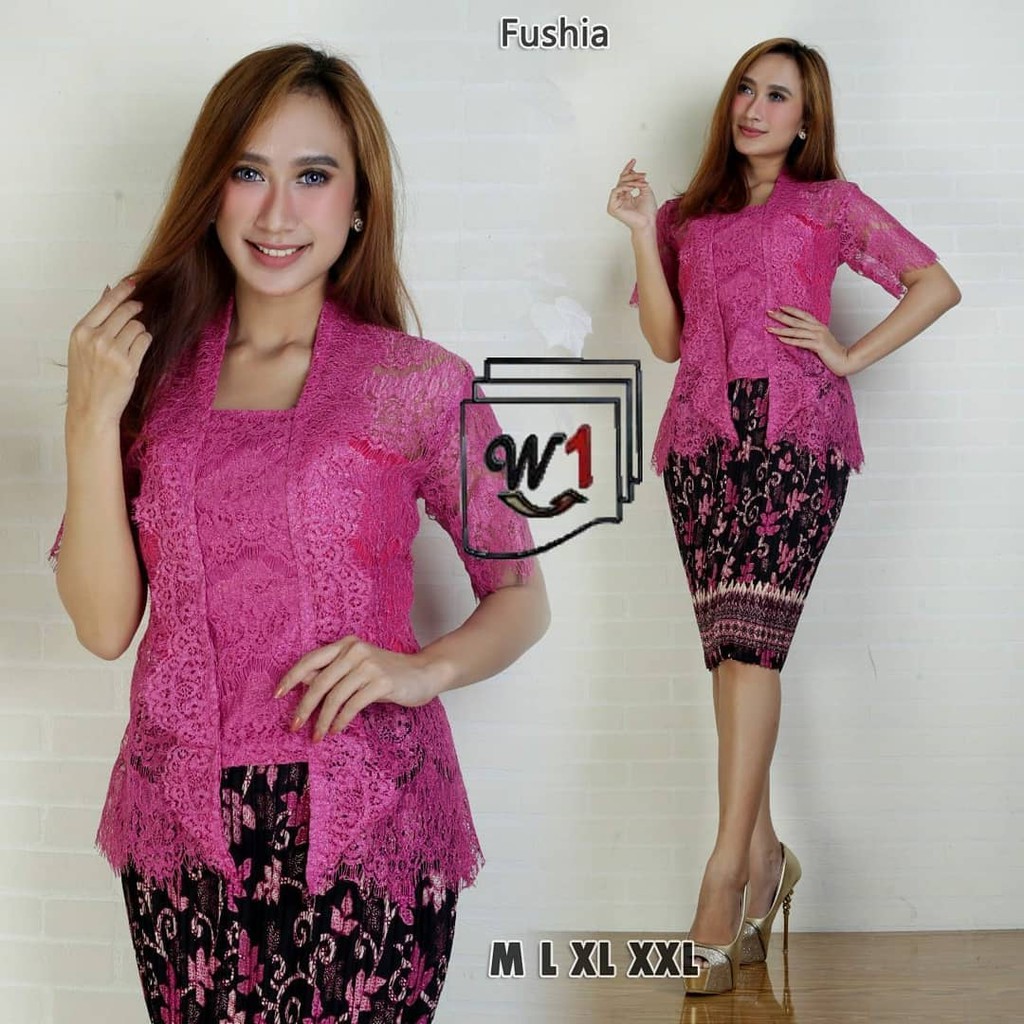 Kebaya Modern Brukat Kutu Baru / Kutubaru Pendek Fushia