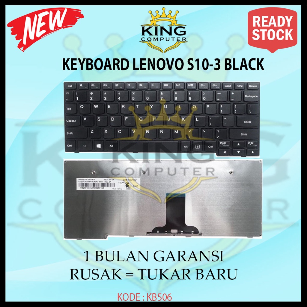 Keyboard LENOVO S10-3 S100 S205 Series Hitam