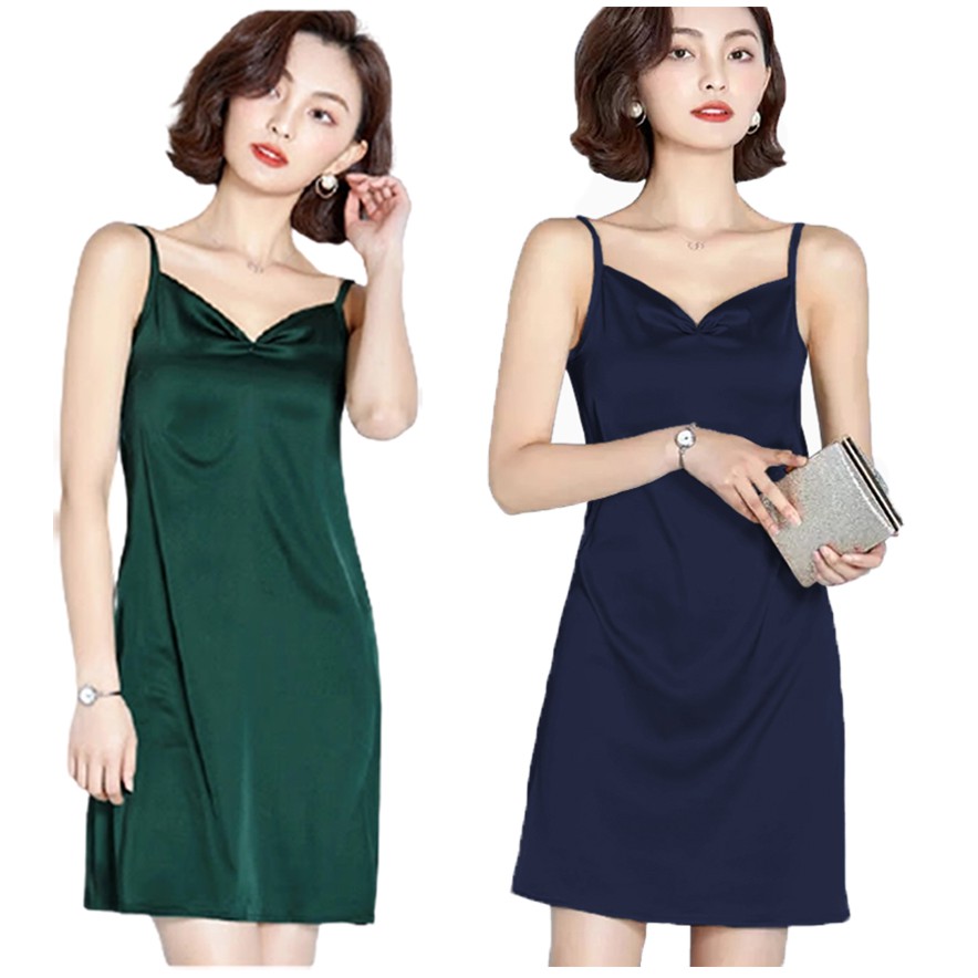Mini Dress Camisoles Satin Sexy Saten Tali kecil Wanita Gaya Korea Miyo - JCCollections