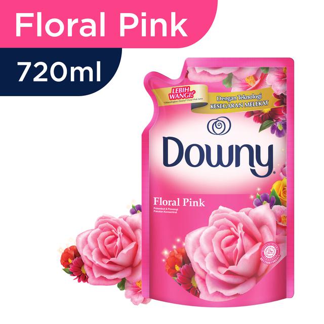 Downy Pelembut Pewangi Floral Pink 720ml+Hitam Mystique Refill 680ml Pewangi Pelembut Konsentrat