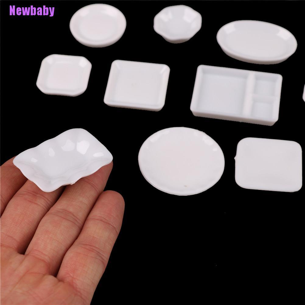 (Newbaby) 18pcs / set Mainan Miniatur Piring Plastik Skala 1: 12 Untuk Aksesoris Rumah Boneka