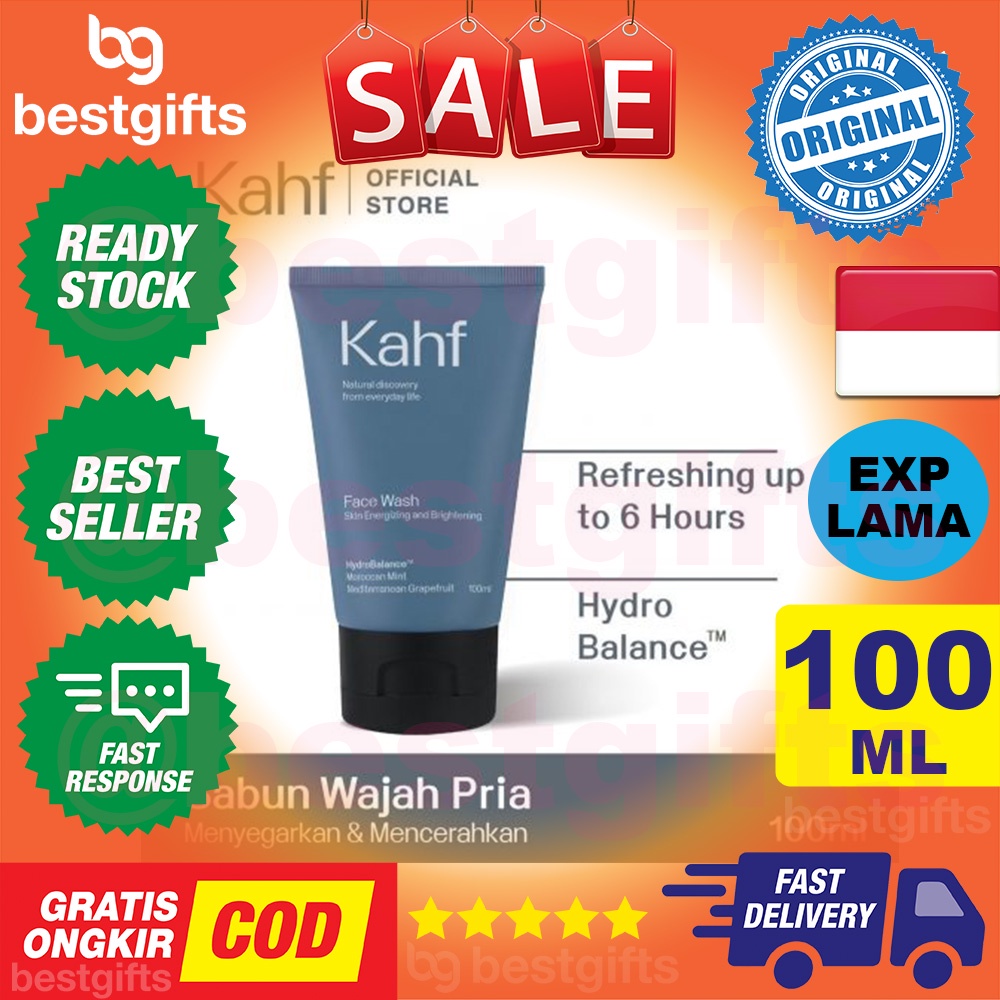 KAHF ENERGIZING BRIGHTENING FACE WASH SABUN MUKA PRIA PORI WAJAH LAKI BERSIH LEMBAB CERAH 100 ML