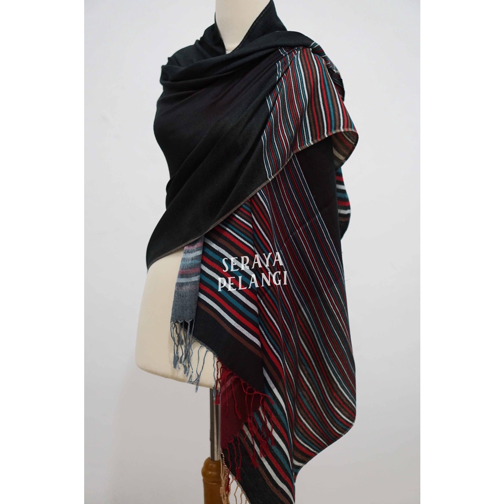 Pashmina Cashmere Motif Garis 01 | Selendang | Scarf | Syal | Shawl | Pasmina Kashmir | Souvenir | Hadiah Ulang Tahun | Birthday Gift | Aksesoris Fashion Wanita Pria | Premium Import Quality | Luxury Scarf | Grosir Murah | Unisex | Wraps