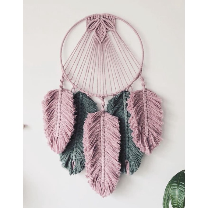 READY STOK) macrame hiasan dinding daun warna / macrame wall hanging/ dekorasi rumah