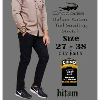 CELANA Pria SLIMFIT Panjang chino KERJA HARIAN HITAM MOCCA ABU_