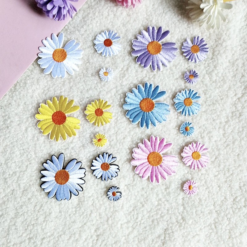 Patch Stiker  Bordir Desain Bunga  Daisy  Warna Warni Untuk 