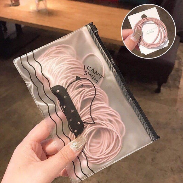 100pcs Karet Rambut ala Korea / Ikat Rambut Elastis / Asesoris Rambut-Pink