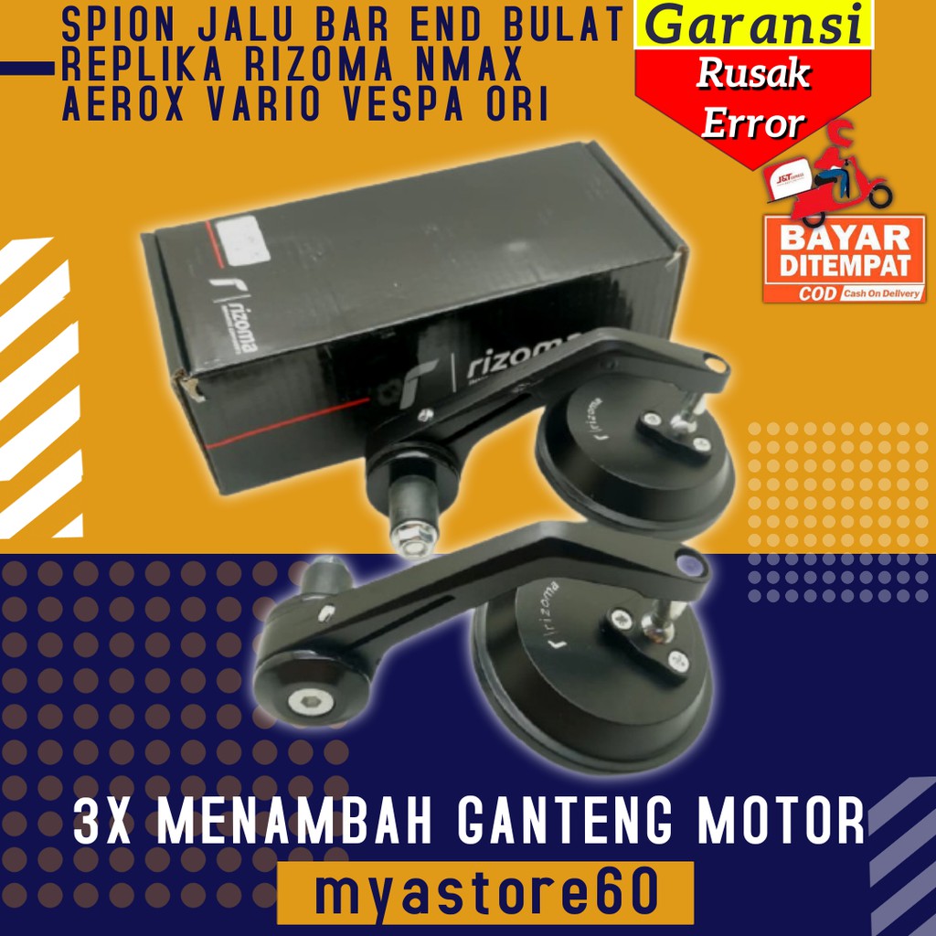 Spion Jalu Sepion Bar End Bulat Replika Rizoma Aksesoris Variasi Nmax N max Aerox Vario Vespa Ori