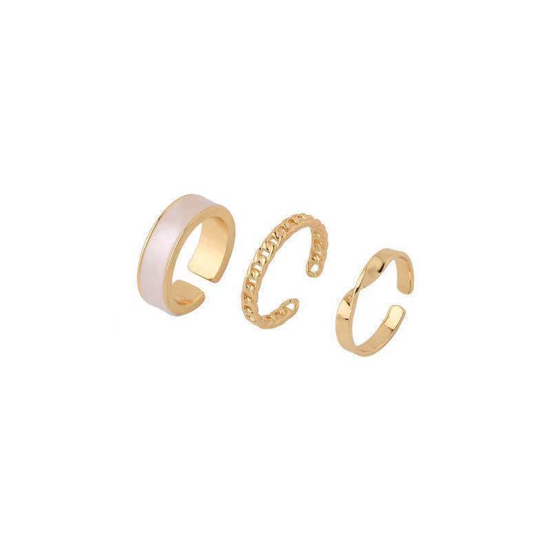 ➰CKK➰ Cincin 3 Pcs / set Cincin Gold FA129 Gaya Punk Untuk Wanita Ring Jewelry