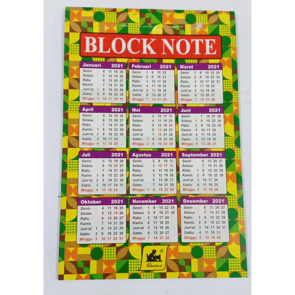 

Block Note Standard 21 Kelender Bloc notes