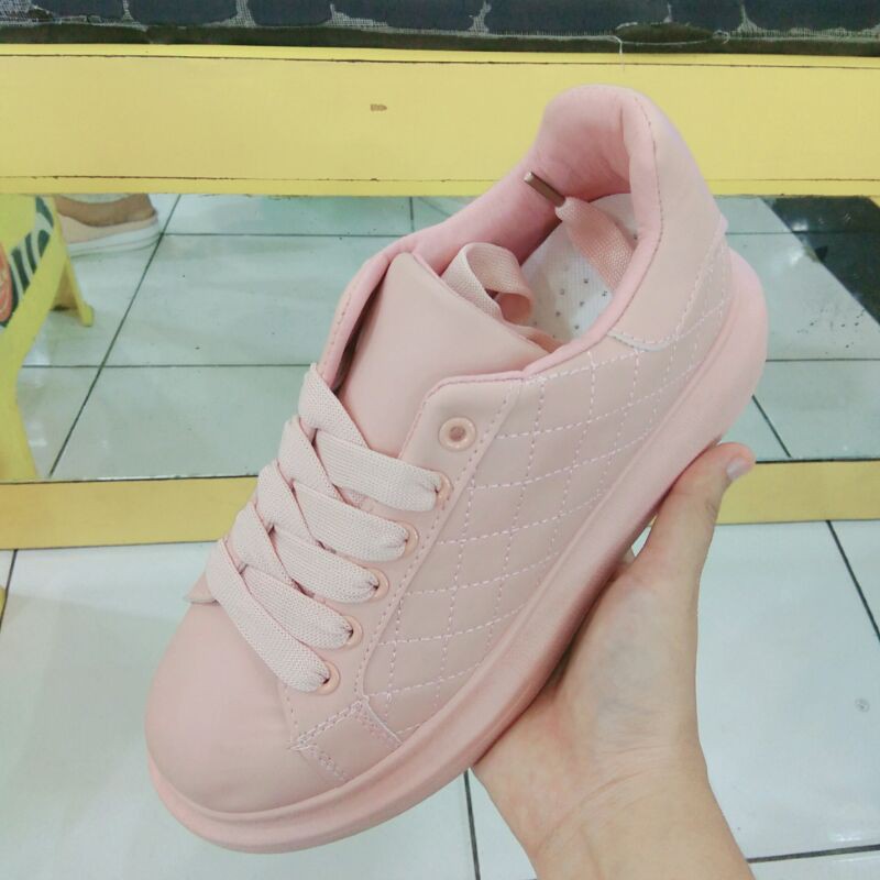 SEPATU WANITA SNEAKER IMPORT TINGGI 5 CM PREMIUM WARNA PINK