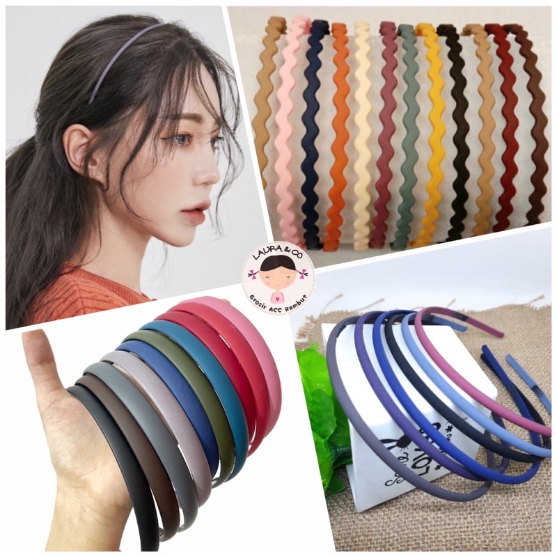 Bando Bandana Doff Korea 12pc Polos Grosir Lusinan Pastel color colour