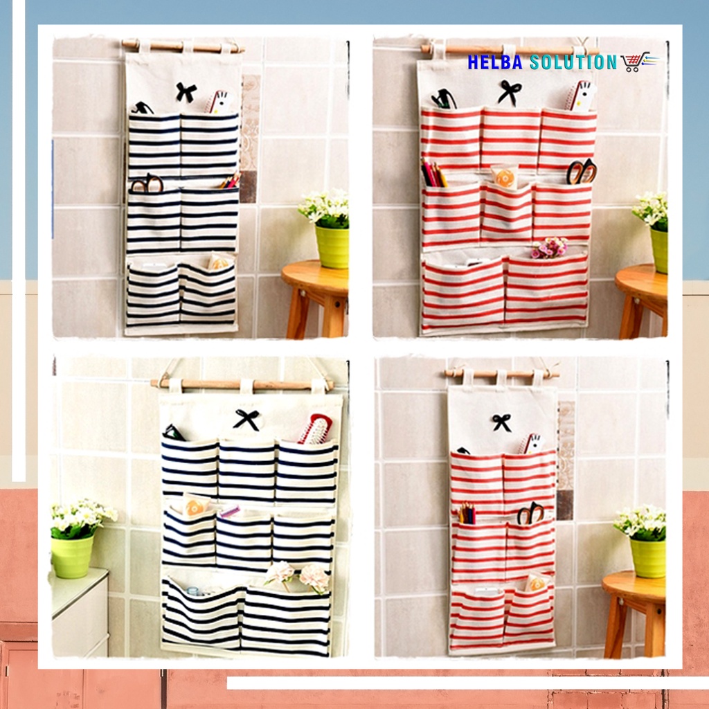 POUCH Gantung Dinding Serbaguna Rak Kain Kanvas Pouch Hanging Organizer Tempat Pernak Pernik Aksesoris