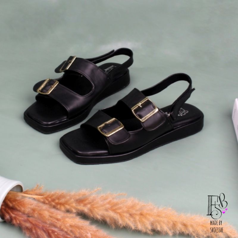 Fsb - Gania Black Sandal Tali Wanita Platform