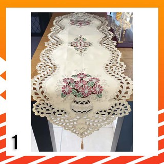 Taplak Meja Tamu Segi Empat  Katun Bordir Luxury Cantik 