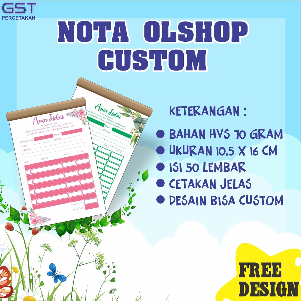 

NOTA / CETAK NOTA OLSHOP / NOTA OLSHOP CUSTOM 1 PLY FULL COLOR / BUKU NOTA