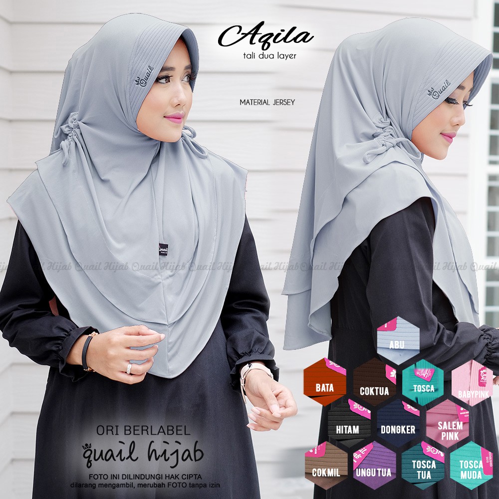 ORI TERMURAH Aqila Hijab | JILBAB KHIMAR SYARI INSTANT BERGO PET ANTEM KERUDUNG by Quail Hijab