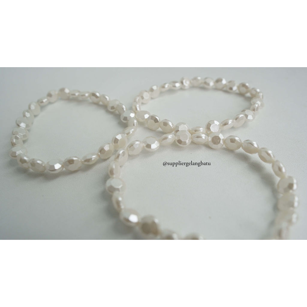 GELANG Mutiara Sintetis CEKO BULAT 8MM WHITE PEARL bingkisan cantik