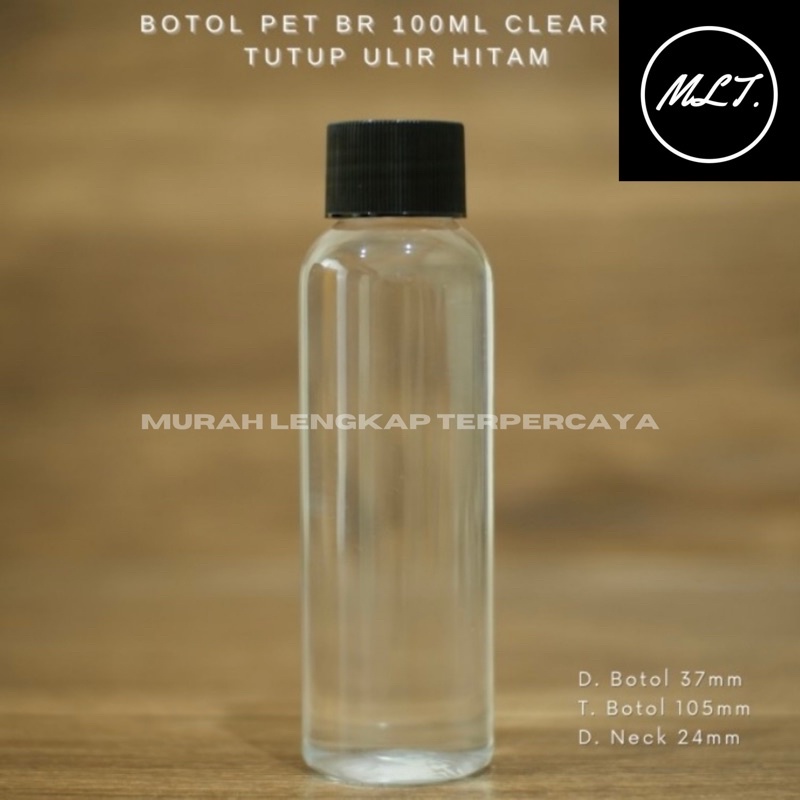 BOTOL ULIR 100ML / BOTOL TUTUP ULIR 100 ML BOTOL NATURAL TUTUP ULIR HITAM