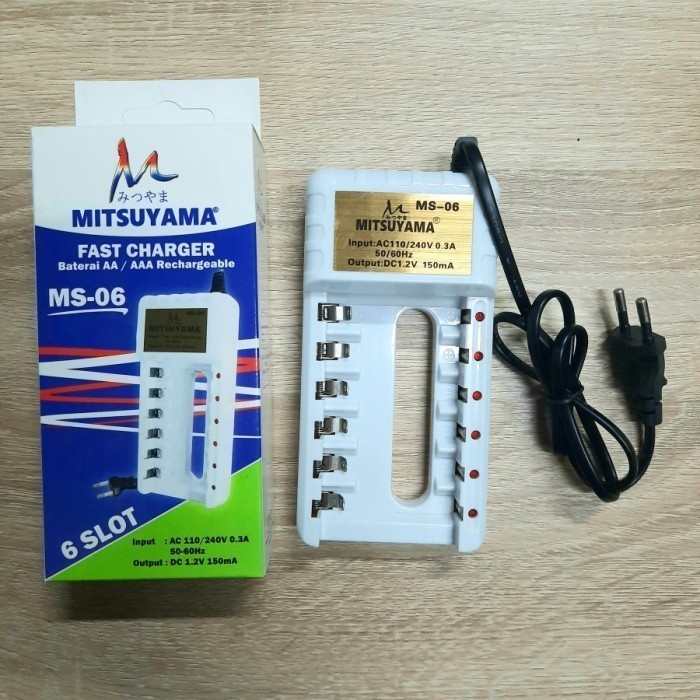 Charger Baterai / batre MITSUYAMA 6 Slot AA / AAA Fast Charger MS-06