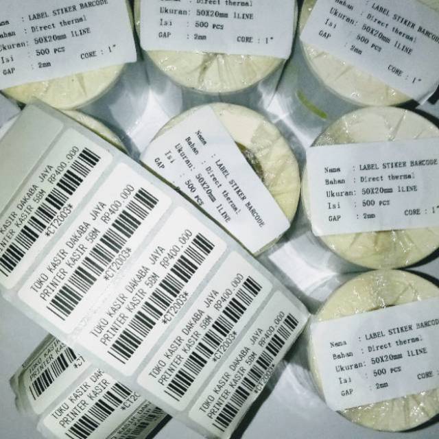 

Thermal Label Barcode lebar 50 x tinggi 20 mm