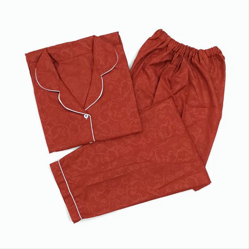 Baju Tidur Wanita / Piyama Wanita Tie Dye Set Motif Kekinian-Emboss Maroon