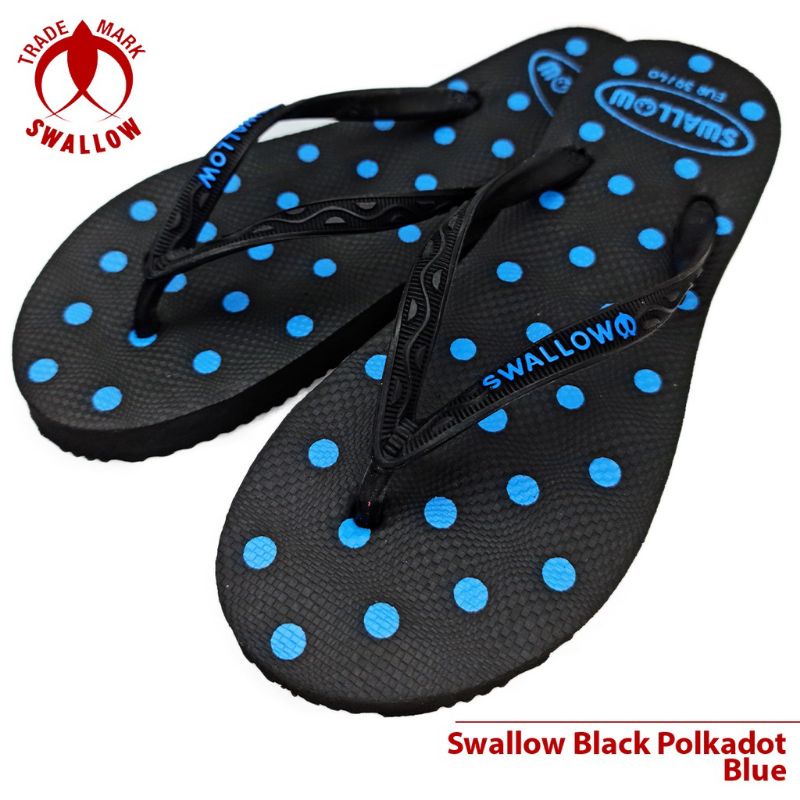 Sandal Jepit Karet Wanita Swallow Black Polkadot - Flip Flop Sandal