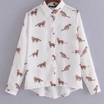 

White Cat Print Shir