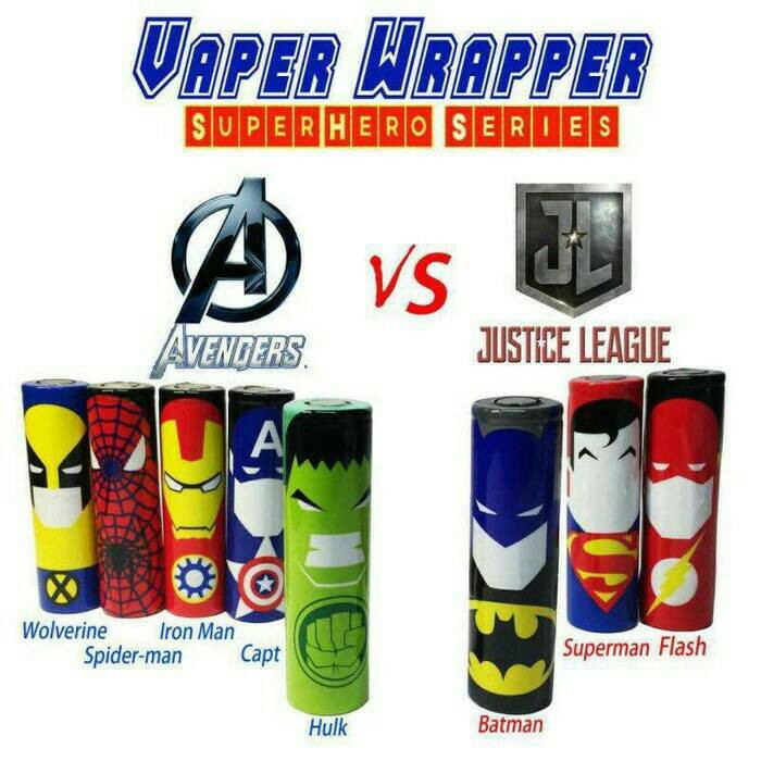 baterai warp PVC 18650 karakter superhero dan brand ternama | pelapis baterai 18650 unik