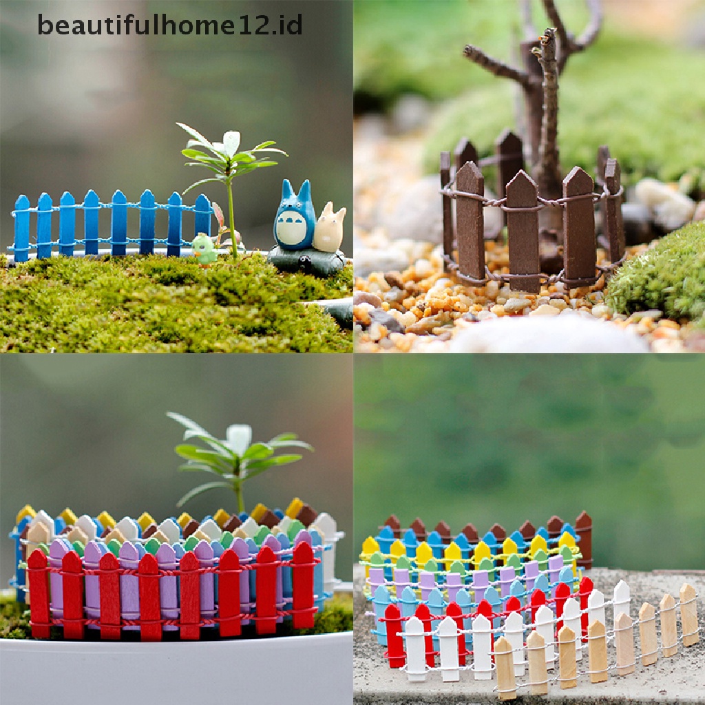 【beautifulhome12.id】 Wood Fence Palisade Miniature Fairy Garden Home Houses Decoration Mini Craft Micro Landscaping Decor DIY Accessories .