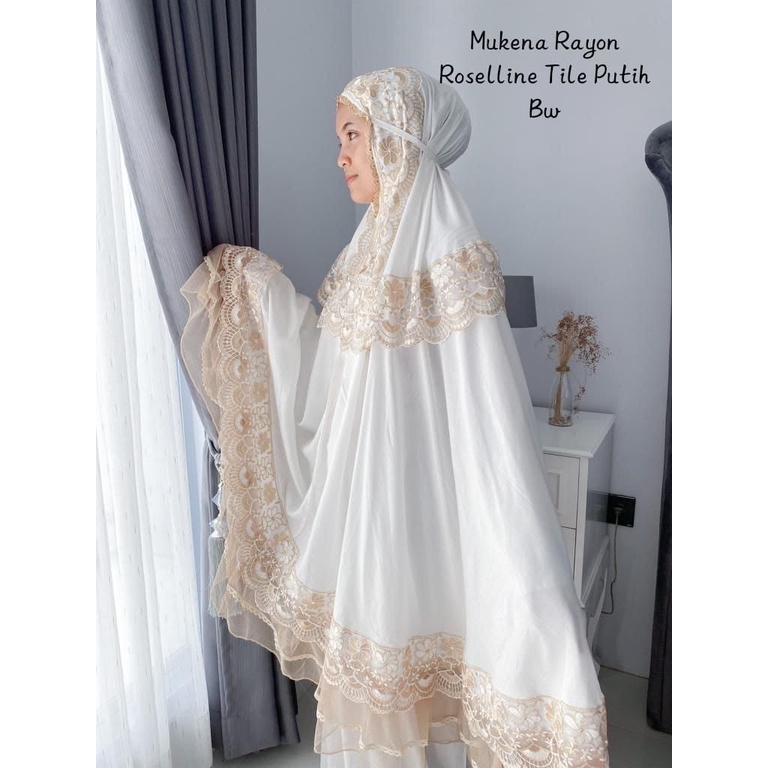 mukena dewasa rayon ROSSELINE tile PUTIH