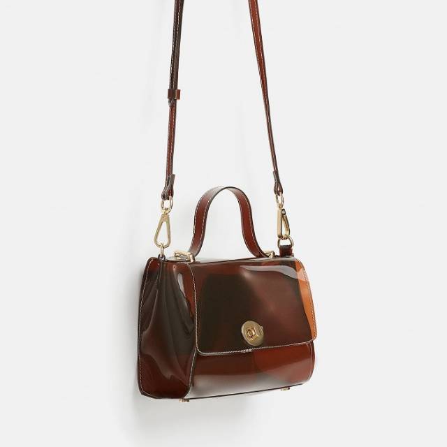 Zara Vinyl Mini City Bag / Tas Jelly Transparant / Tas Selempang Import Wanita - SAG6158