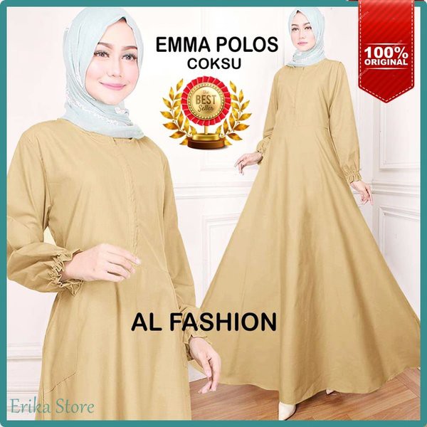 Gamis Syari Busana Muslim Wanita Emma Polos Long Dress Busui Ukuran Jumbo