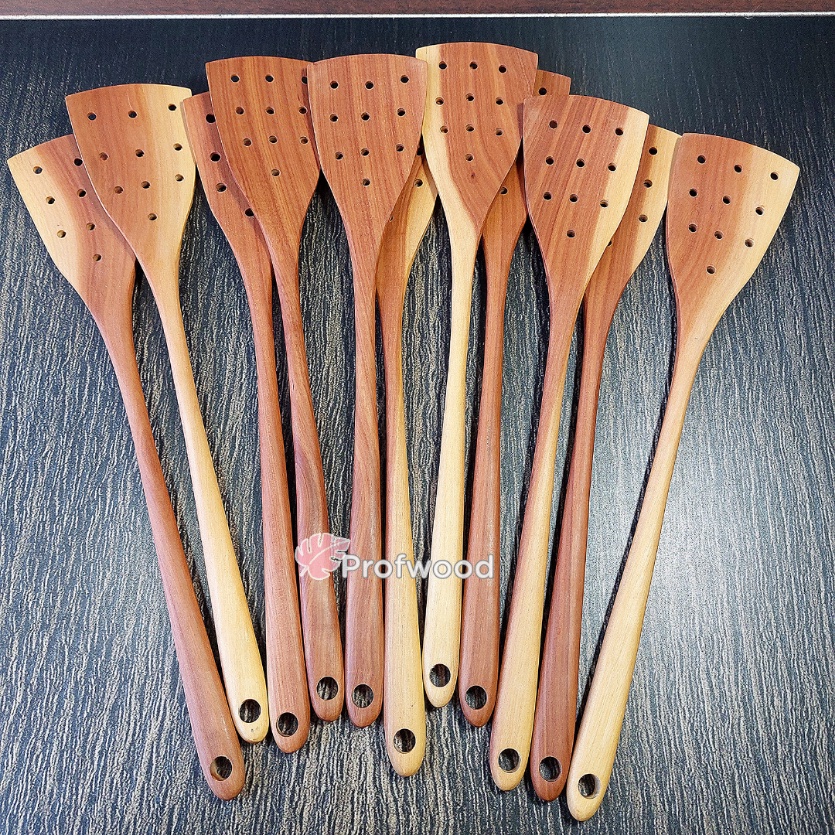Jual Spatula kayu sawo panjang 35 cm Sutil kayu polkadot Shopee