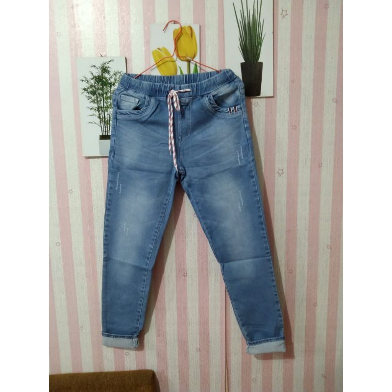 (Bisa COD) Celana ripped pinggang karet size 31-34 jumbo