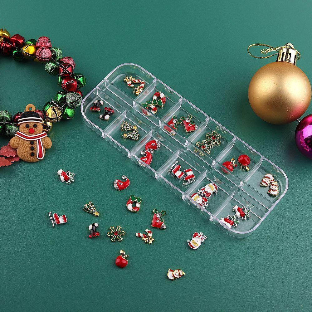 Mxbeauty Berlian Imitasi Bentuk Kaos Kaki Santa Claus / Snowman / Pohon Natal 3D Untuk Dekorasi Nail Art