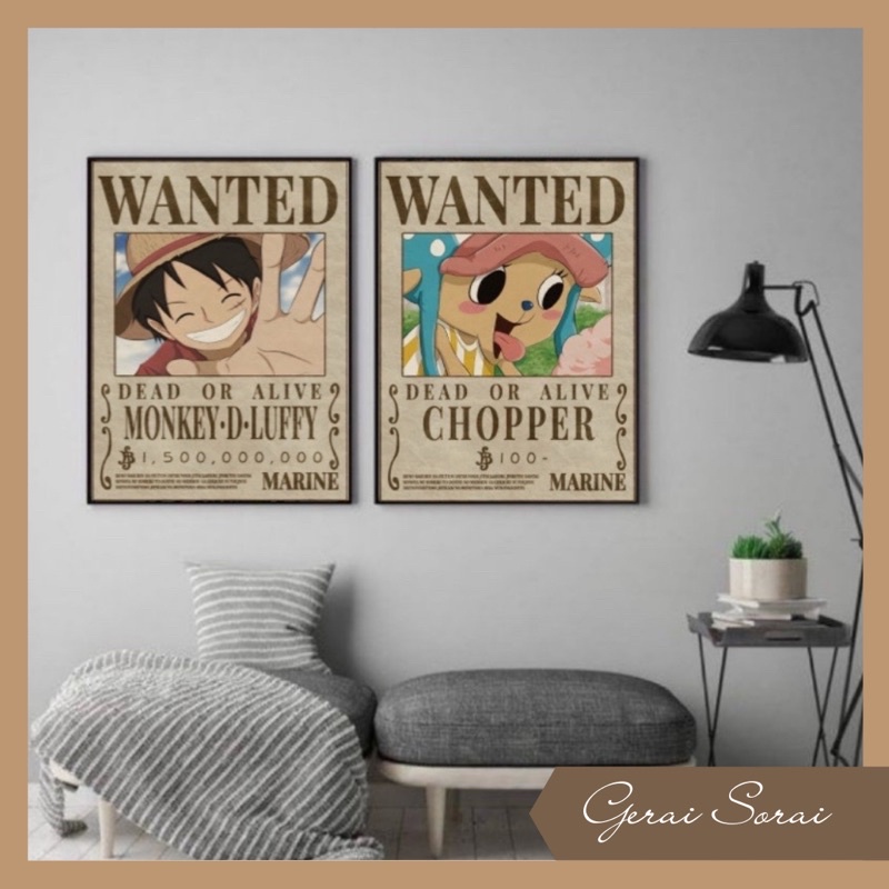 [Hiasan Dinding] ONE PIECE LUFFY CHOPPER WANTED WALL DECOR