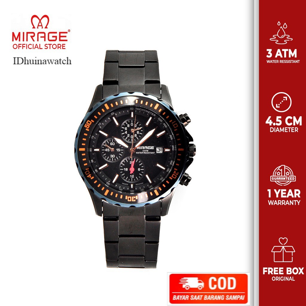 Miragewatch PREMIUM MIRAGE COLLECTION JAM TANGAN PRIA CHRONOGRAPH AKTIF 8601M BLACK NAVY BLUE