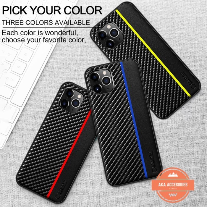 IPHONE 11 PRO MAX BLACK CARBON CASE FIBER LEATHER PREMIUM CASING SHOCKPROOF
