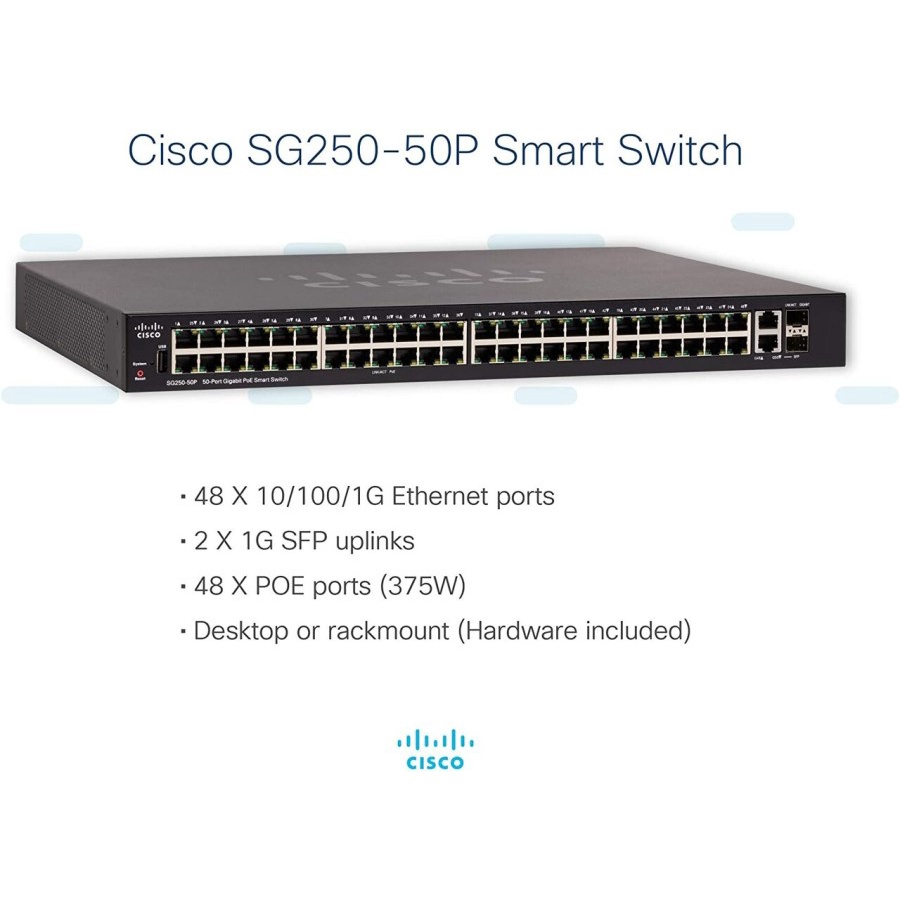 Cisco SG220-50P-K9-EU, 50-Port Gigabit PoE Smart Switch