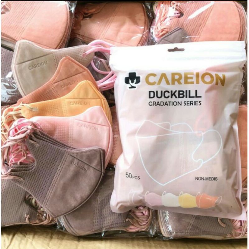 MASKER DUCKBILL CAREION WARNA MIX SOFT 4PLY ISI 50 PCS