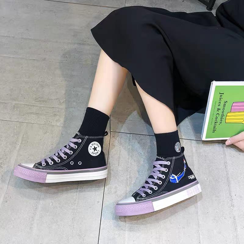 Free Box Sepatu Sneakers Korea Sepatu Sneakers Wanita Sneakers High Knee NS609