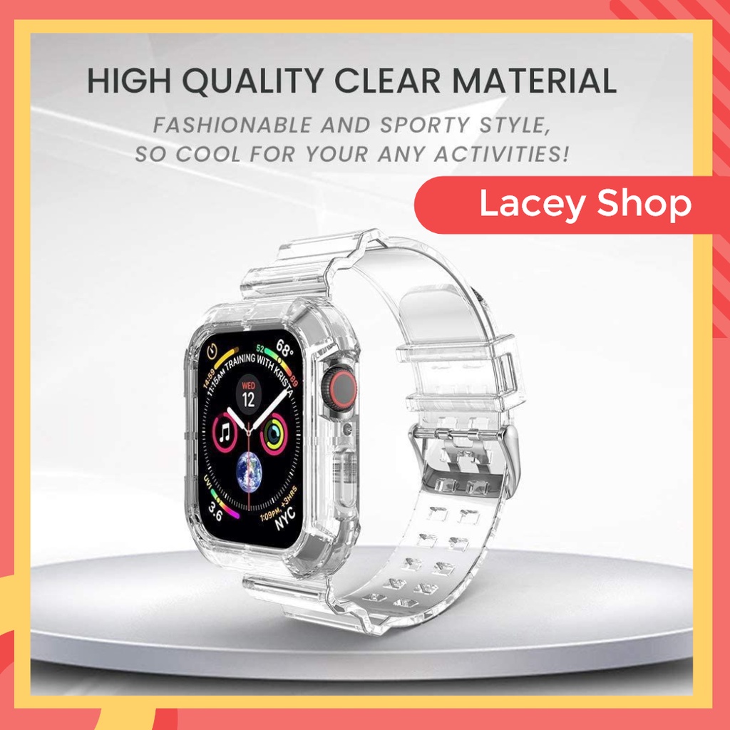 Strap Apple Watch Glacier Transparent Limited Edition iWatch 7 41mm 45mm 360° Protective TPU Band