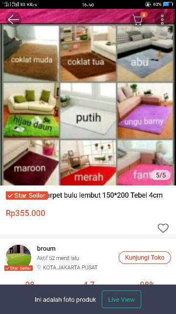 [lantai]karpet Bulu Rasfur 200 X 150 Tebel 4cm Anti Slip Isi Busa Empuk Anti Rontok