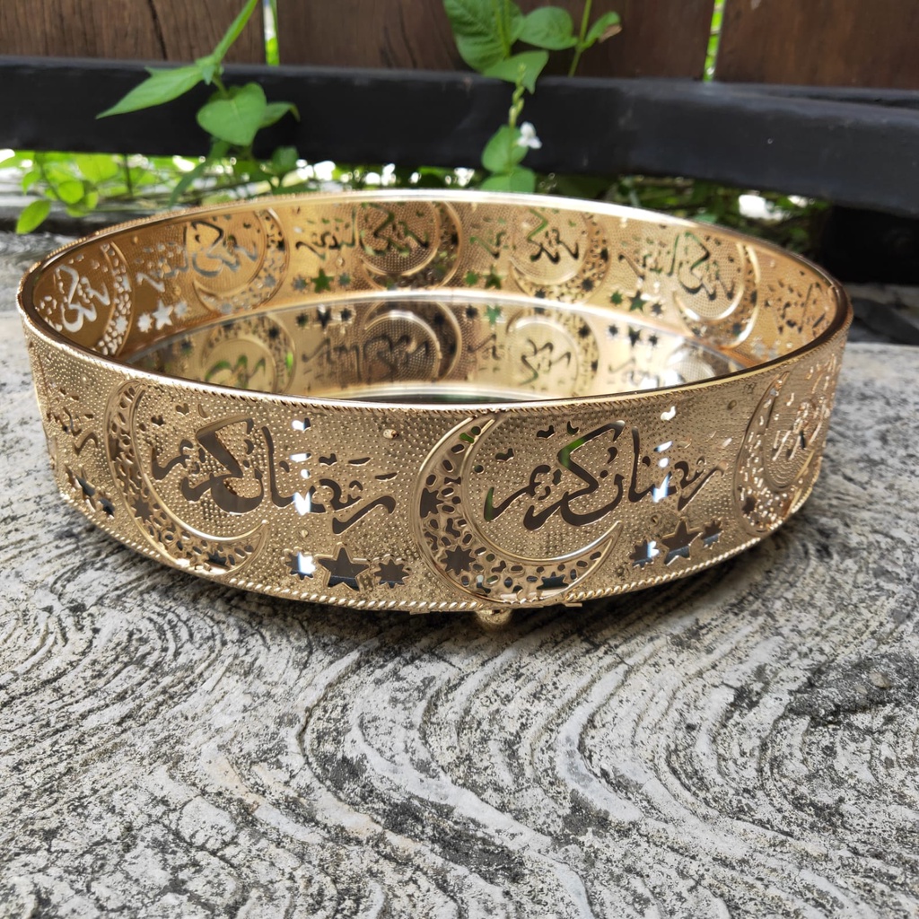 European Luxury Gold Tray / Pajangan Nampan Bulat Timur Tengah / Dekorasi Home Decoration